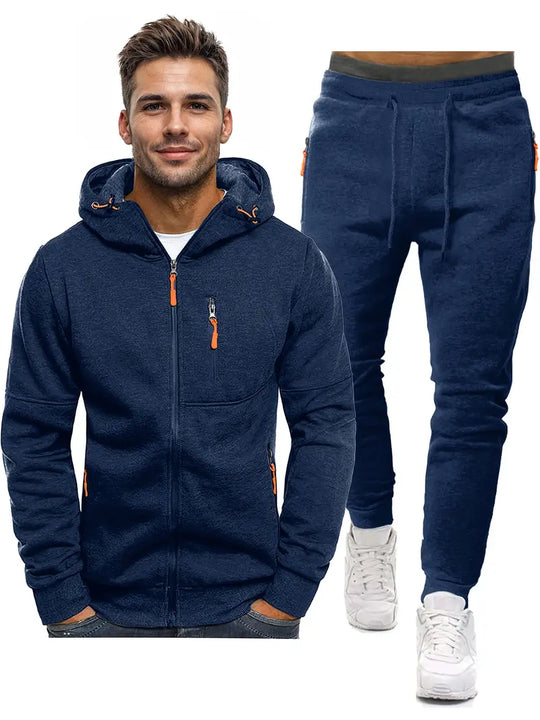 Heren Trainingspak 2-Delig – Sportieve Pullover met Lange Mouwen en Joggingbroek