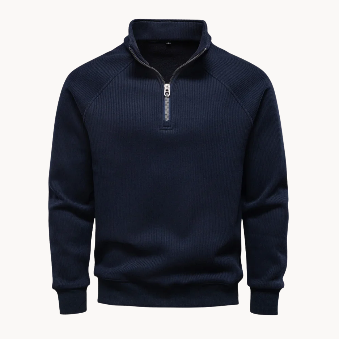 Men's Cotton-Blend Quarter-Zip Sweater