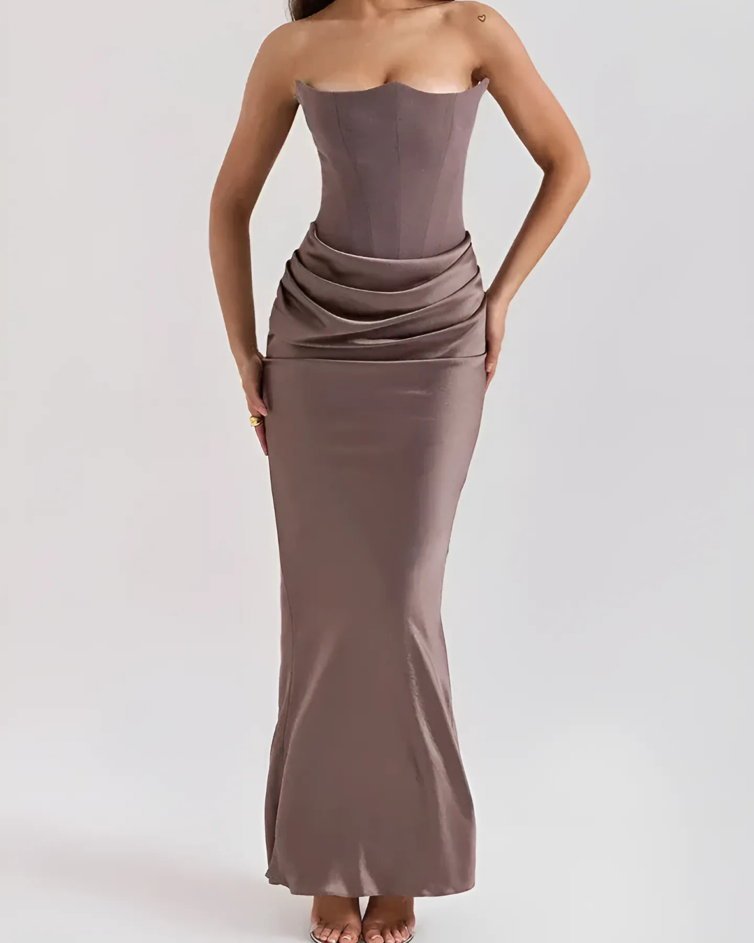 Celestine | Luxe Strapless Satin Maxi Jurk voor Bruiloften en Gala’s
