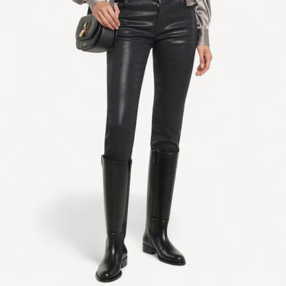 Dames Zwarte Kniehoge Leren Rijlaarzen – Klassieke Stijl