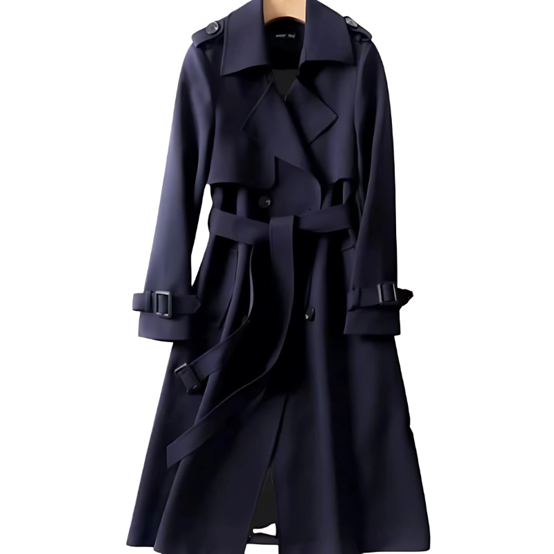Dames Elegante Dubbelrijige Trenchcoat met Lange Mouwen