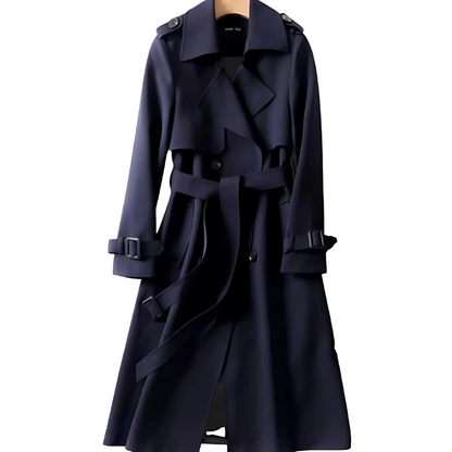 Dames Elegante Dubbelrijige Trenchcoat met Lange Mouwen