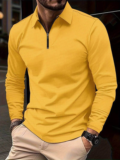 Men's Waffle Shirt with Long Sleeves and V-neck – Casual and Comfortable