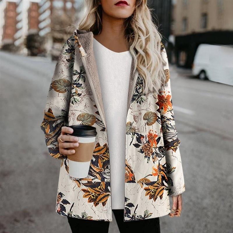 Warm Women's Jacket with Floral Print – Casual & Comfortable for Autumn/Winter