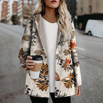 Warm Women's Jacket with Floral Print – Casual & Comfortable for Autumn/Winter