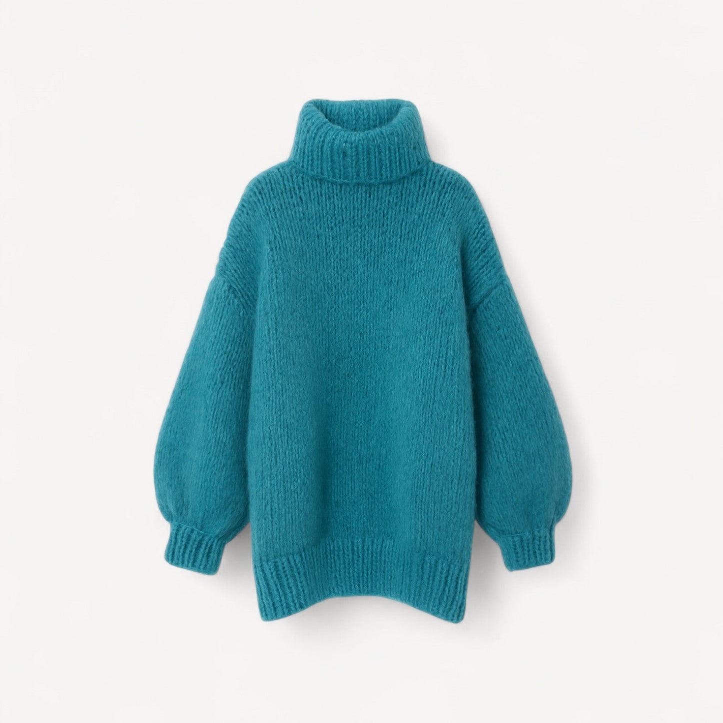 Davies – Übergroßer gestrickter Damenpullover mit hohem Kragen und Ballonärmeln