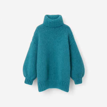 Davies – Übergroßer gestrickter Damenpullover mit hohem Kragen und Ballonärmeln