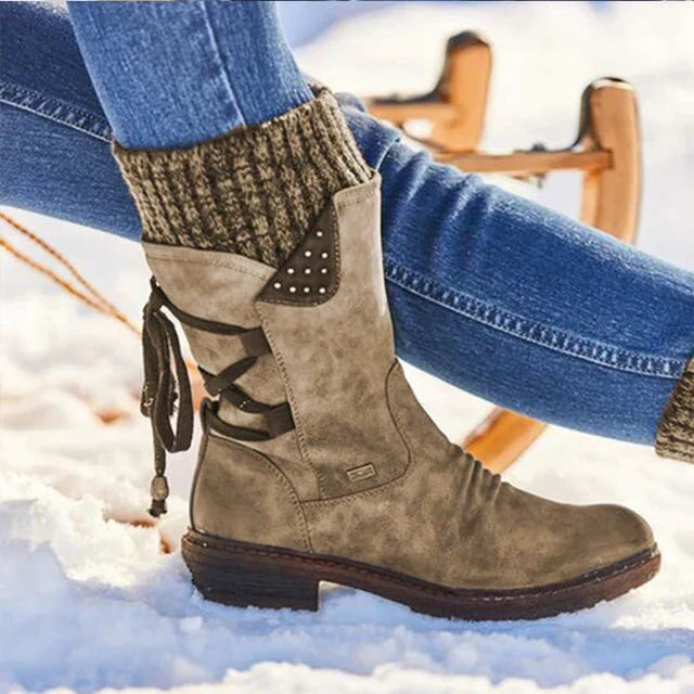Waterdichte Dames Snowboots – Halfhoge Winterlaarzen met Antislip Zool