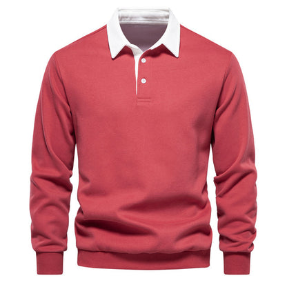 Elegant Men's Polo Shirt with Long Sleeves and Classic Collar