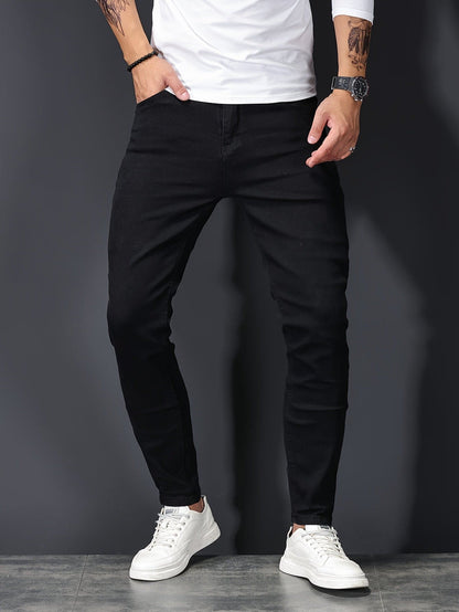 Heren Skinny Spijkerbroek – Slim Fit Jeans met Rits