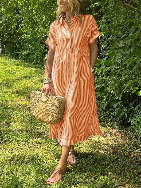 Dames Midi Jurk | Strepen & Knopen