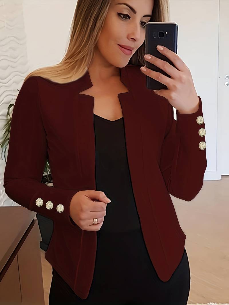 Casual Women's Blazer with Buttons – Lightweight Cotton, Long Sleeve