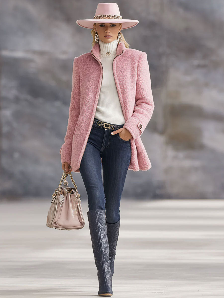 Damen Vintage Rosa Fleeceweste mit Reißverschluss