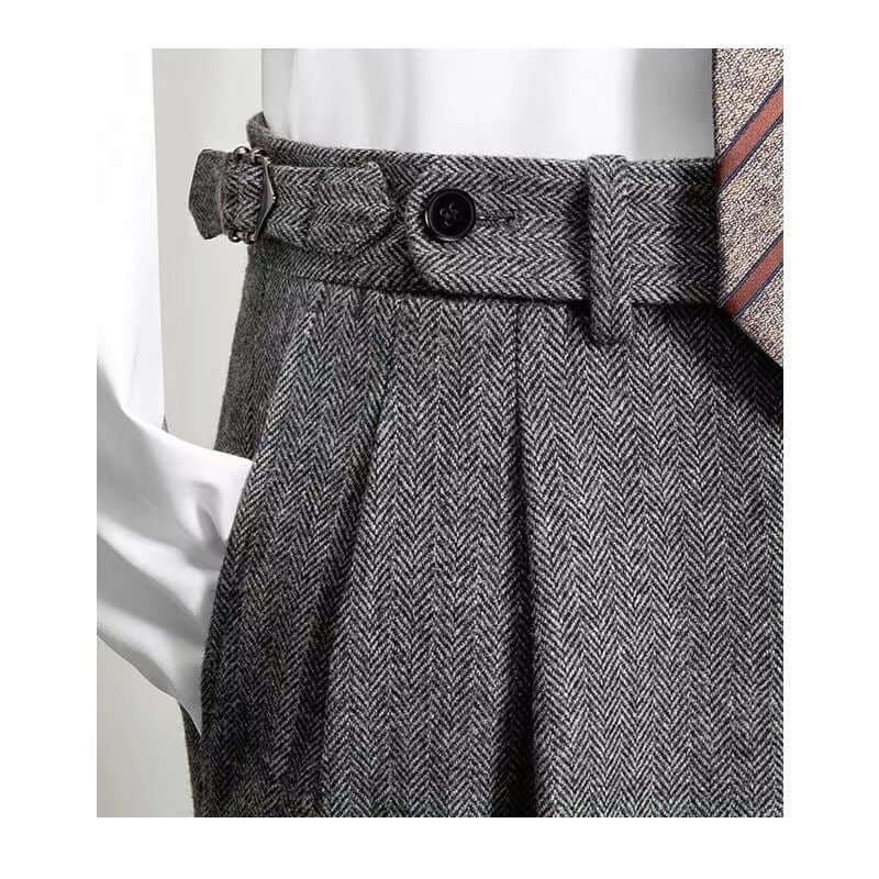 Heren Tweed Broek met Vintage Look en Comfortabele Pasvorm