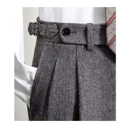 Heren Tweed Broek met Vintage Look en Comfortabele Pasvorm