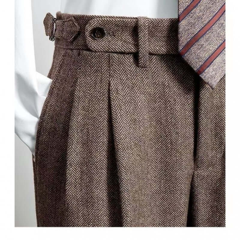 Heren Tweed Broek met Vintage Look en Comfortabele Pasvorm