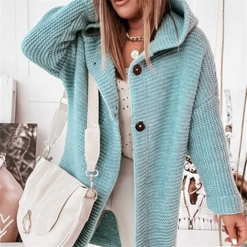 Elegante Dames Cardigan met Capuchon – Kasjmier Look