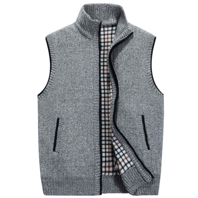 Men's Knitted Cardigan with Stand-up Collar – Stylish & Warm