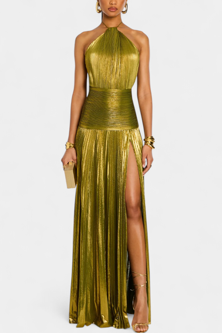 Emma – Dames Avondjurk met Elegantie en Metallic Glans