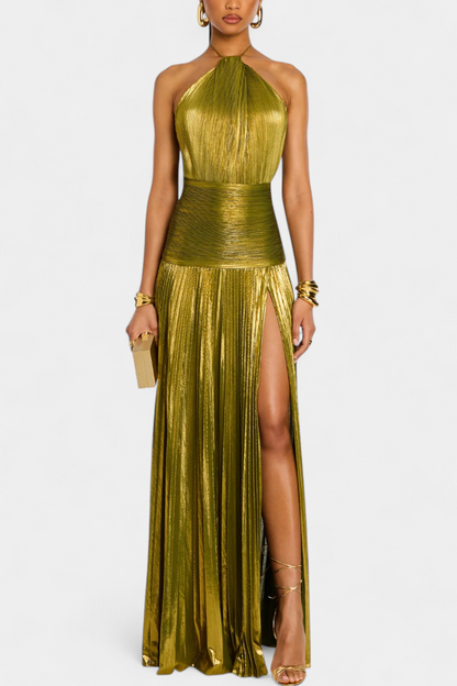 Emma – Dames Avondjurk met Elegantie en Metallic Glans