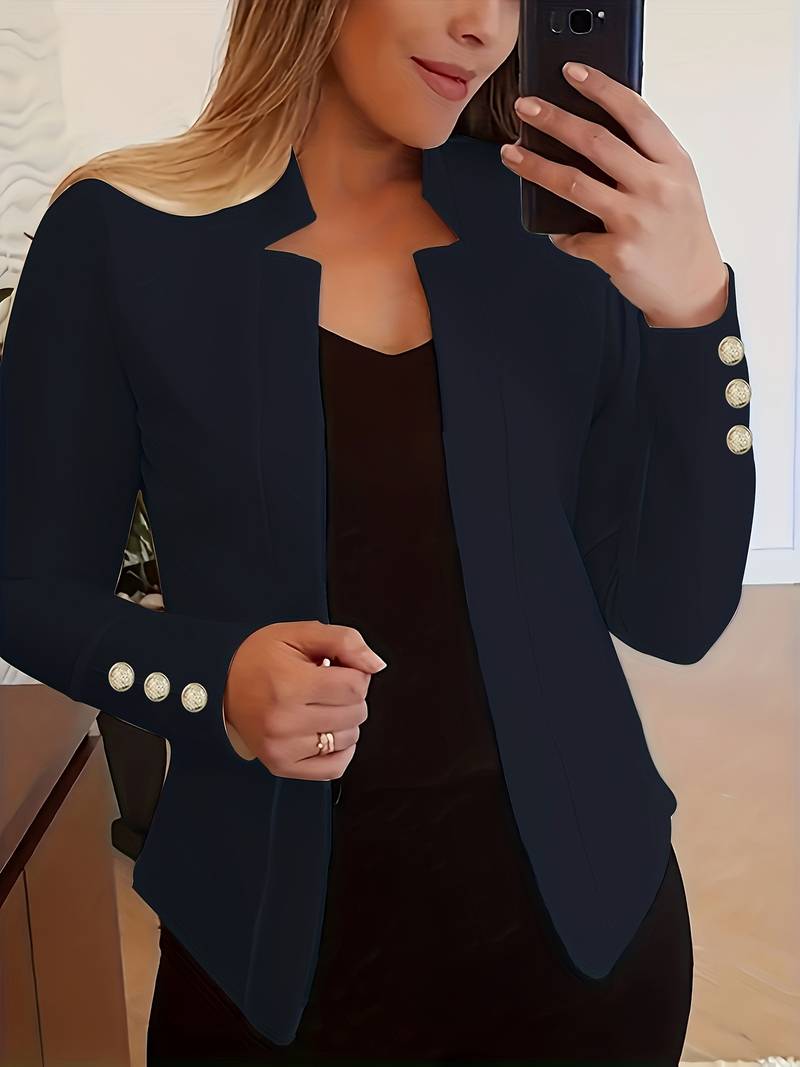 Casual Women's Blazer with Buttons – Lightweight Cotton, Long Sleeve