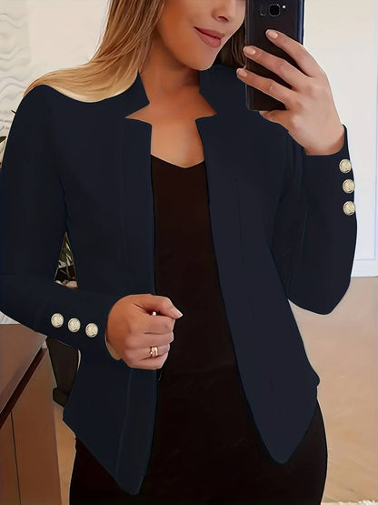 Casual Women's Blazer with Buttons – Lightweight Cotton, Long Sleeve
