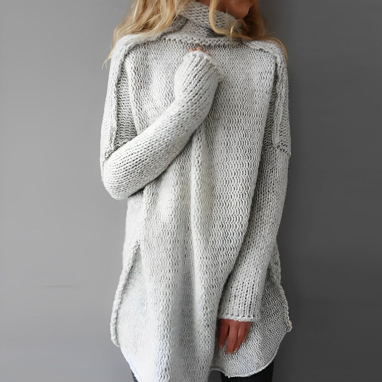 Dames Oversized Gebreide Coltrui – Warme Chunky Trui voor de Winter