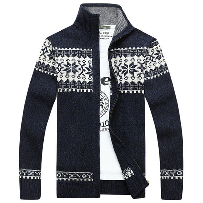 Heren Gebreide Vest met Sherpa Voering en Jacquard Patroon – Ritssluiting