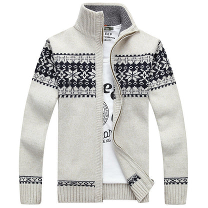 Heren Gebreide Vest met Sherpa Voering en Jacquard Patroon – Ritssluiting