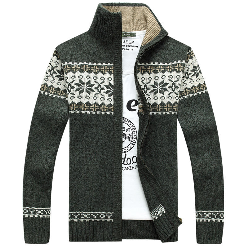 Heren Gebreide Vest met Sherpa Voering en Jacquard Patroon – Ritssluiting