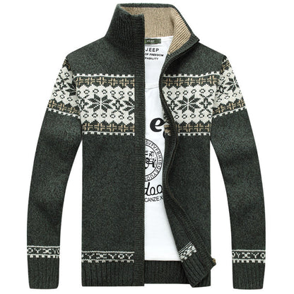 Heren Gebreide Vest met Sherpa Voering en Jacquard Patroon – Ritssluiting