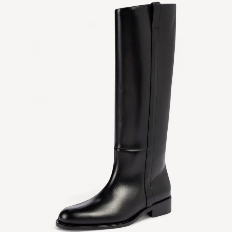 Dames Zwarte Kniehoge Leren Rijlaarzen – Klassieke Stijl
