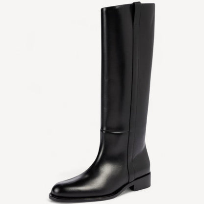 Dames Zwarte Kniehoge Leren Rijlaarzen – Klassieke Stijl