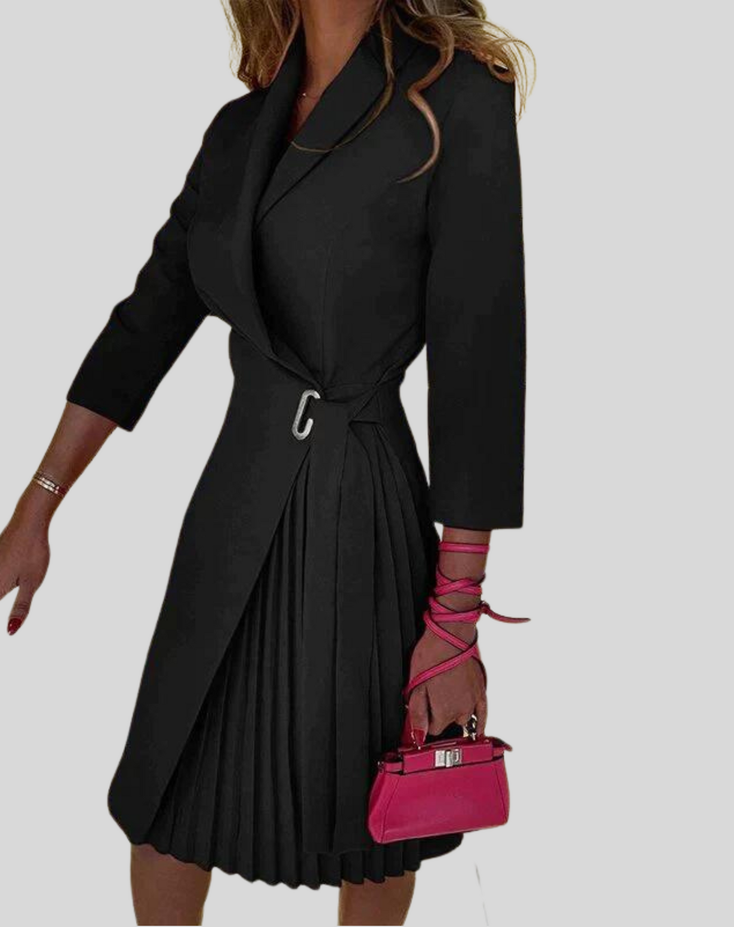 Women's Blazer Dress with Belt – Multicolor & Stylish with Half Sleeves