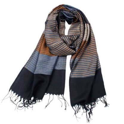 Benton Woven Scarf – Cotton with Subtle Color Blocks
