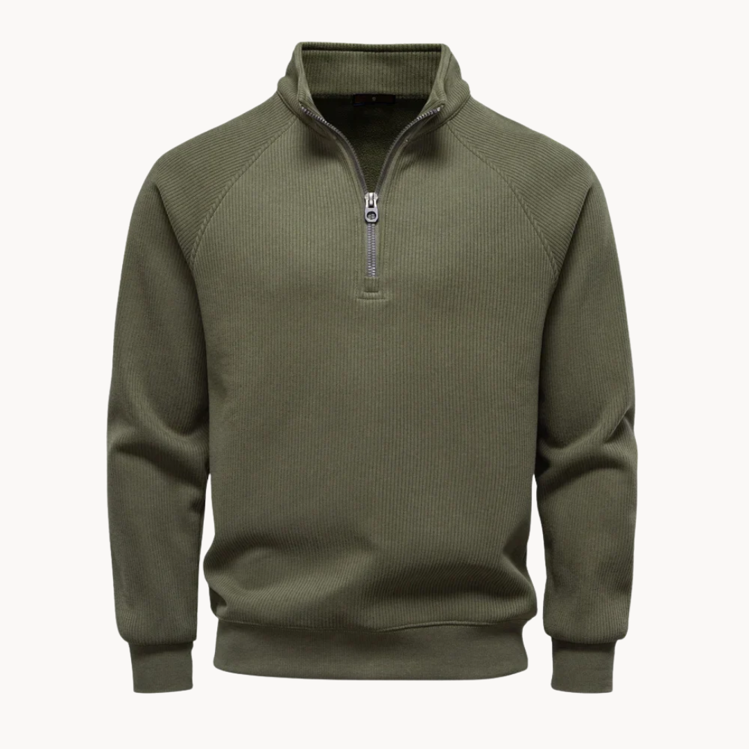 Men's Cotton-Blend Quarter-Zip Sweater