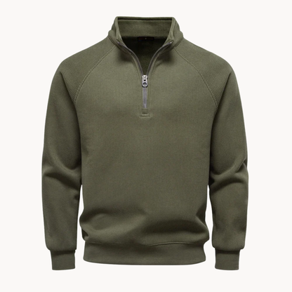 Men's Cotton-Blend Quarter-Zip Sweater