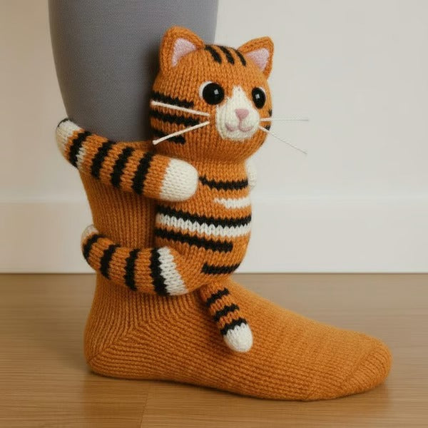 Ladies Knitted 3D Animal Socks for Indoors