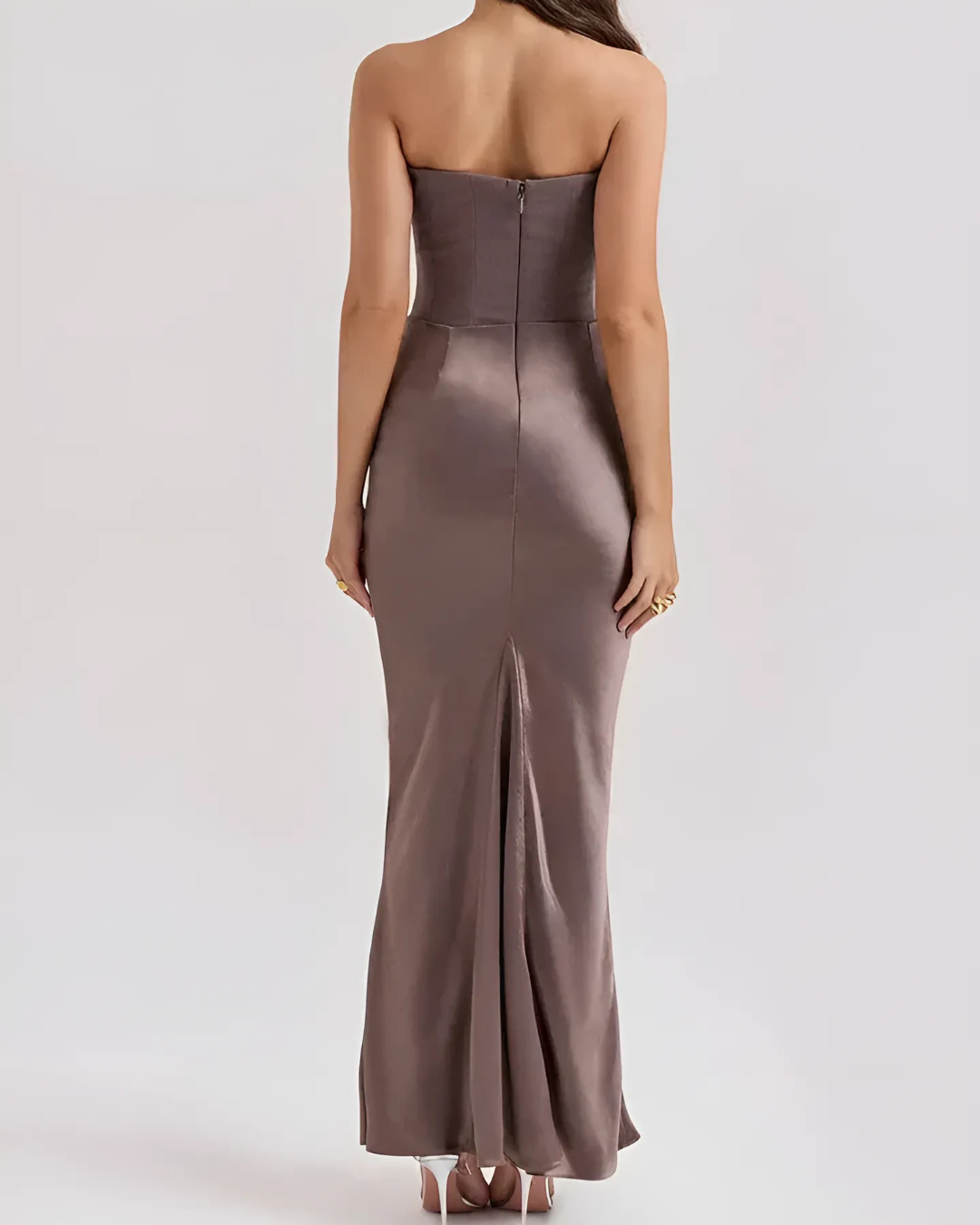 Celestine | Luxe Strapless Satin Maxi Jurk voor Bruiloften en Gala’s