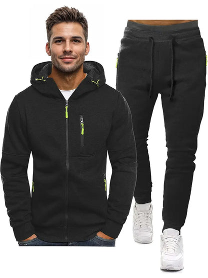 Men's Tracksuit 2-Piece – Sporty Pullover with Long Sleeves and Jogging Pants