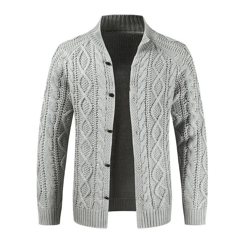 Heren Dikke Kabelgebreide Cardigan - Warm en Comfortabel
