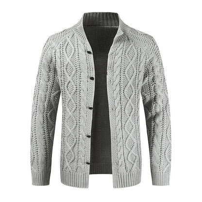 Heren Dikke Kabelgebreide Cardigan - Warm en Comfortabel