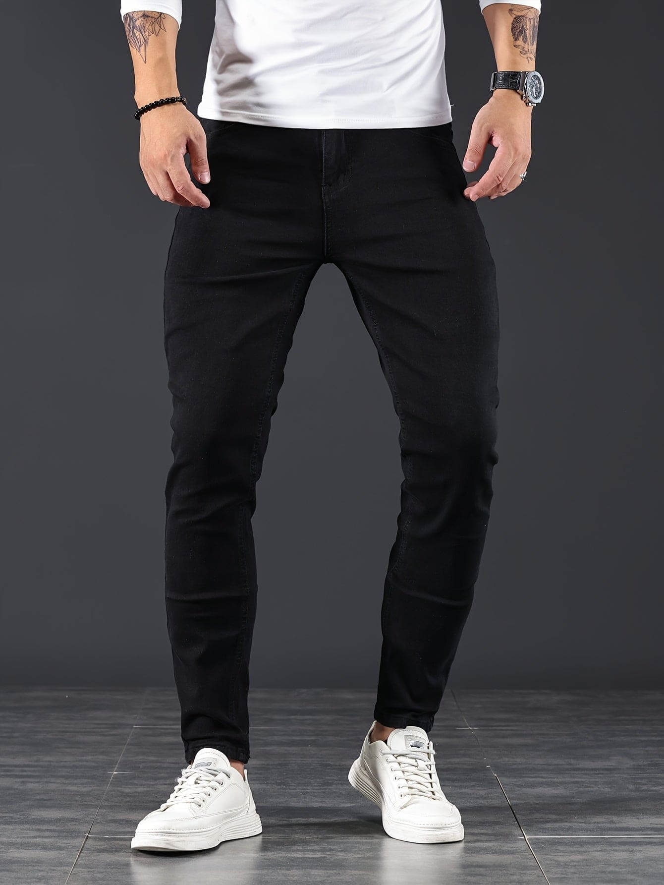 Heren Skinny Spijkerbroek – Slim Fit Jeans met Rits