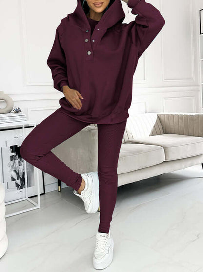 Damen-Hoodieset mit Fleece – Bequemer Pullover mit Kapuze und Hose