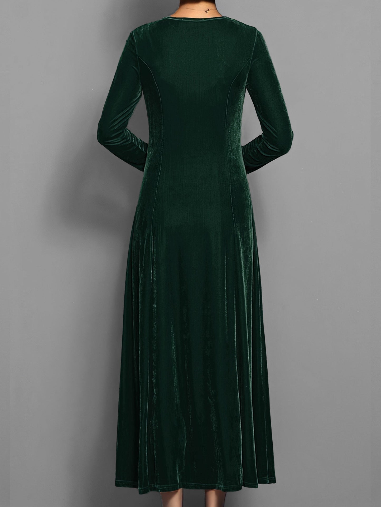 Women's Midi Dress with Long Sleeves – Plain, Stylish & Elegant – Ideal for Autumn