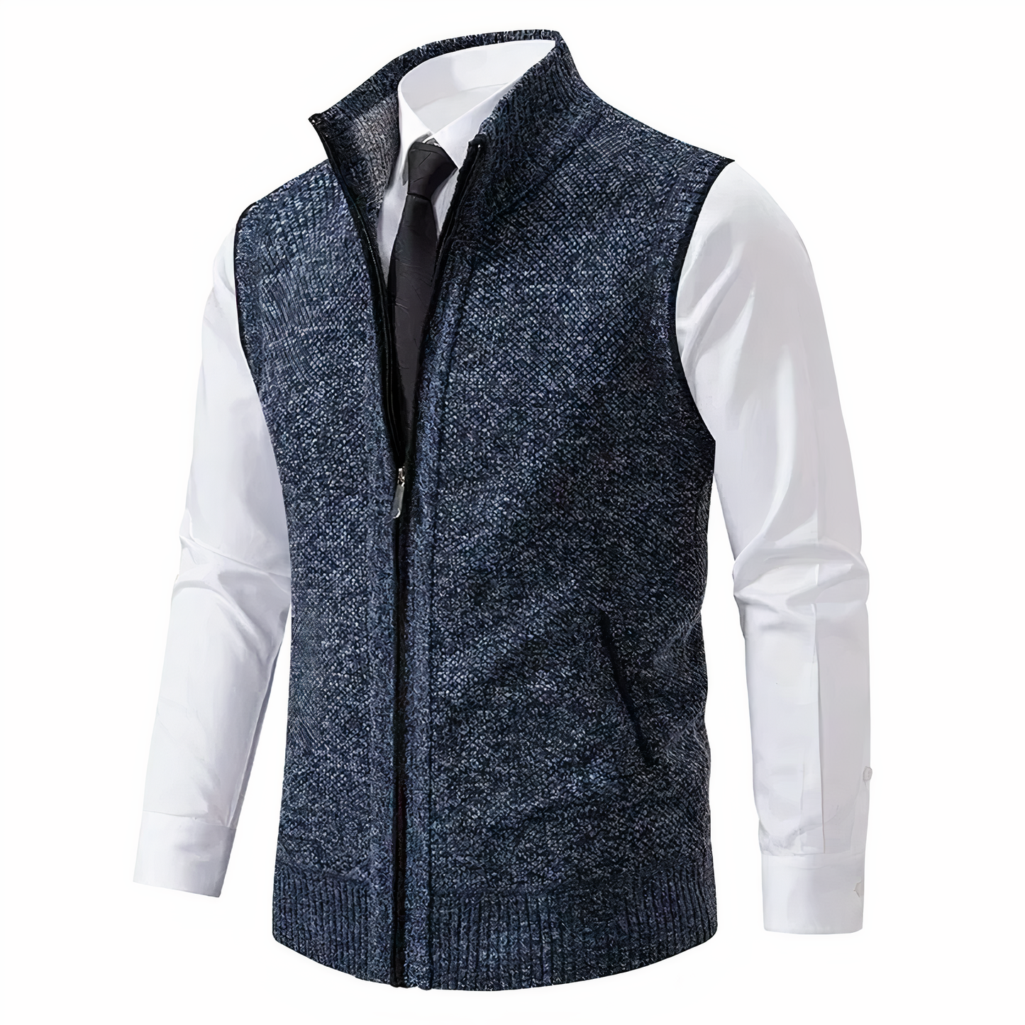 Heren Gebreide Zip-Up Gilet met Zakken