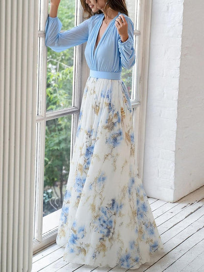 Dames Maxi Jurk | V-Hals & Bloemenprint
