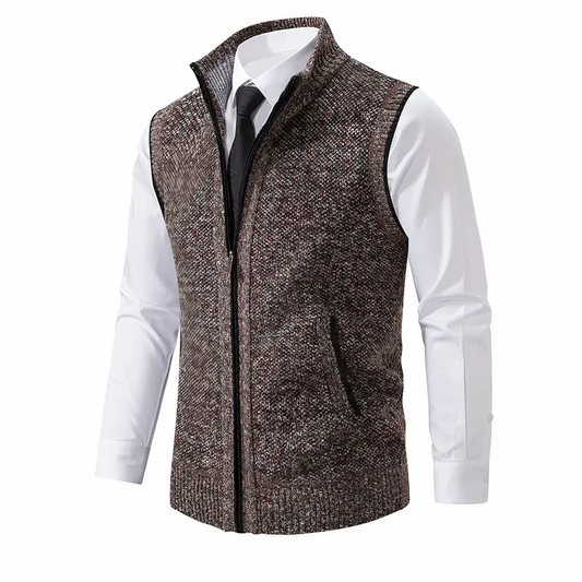 Men's Knitted Zip-Up Vest with Pockets