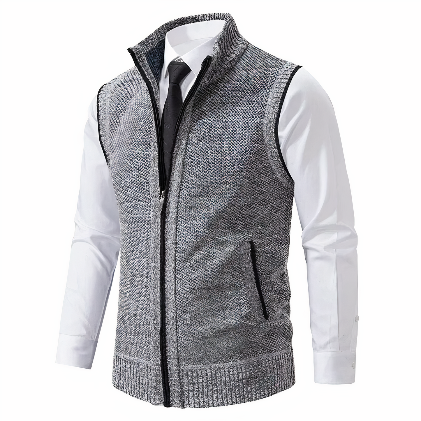 Heren Gebreide Zip-Up Gilet met Zakken