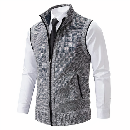 Heren Gebreide Zip-Up Gilet met Zakken
